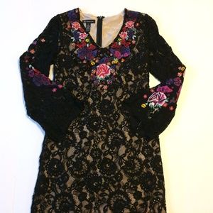 INC Dress Ladies Size 4 Shift Black Embroidered